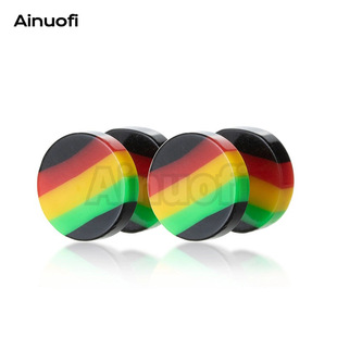 Cross-border e-commerce trend striped acrylic men's and women's round cake earrings wholesale puncture jewelry