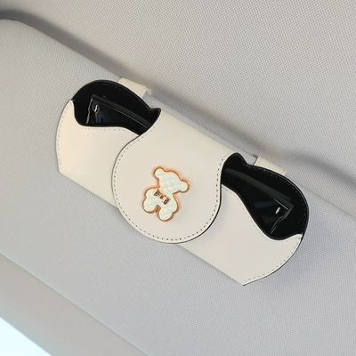 complete car glasses clip, Car Glasses Clip/Bill Clip - white-bear-white-glasses-case