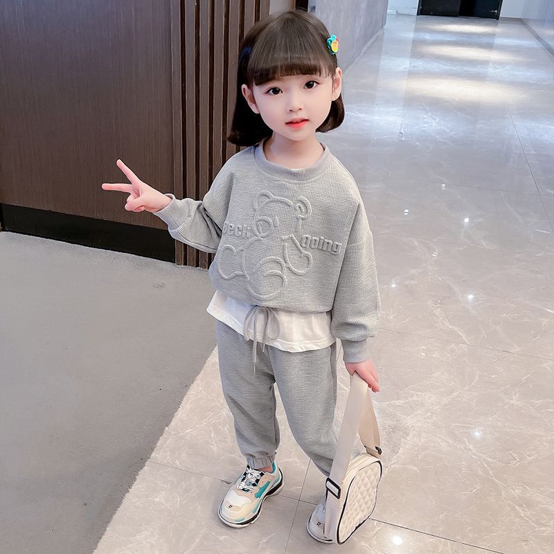 Completo due pezzi bambini in maglia waffle maniche lunghe_voghion.com