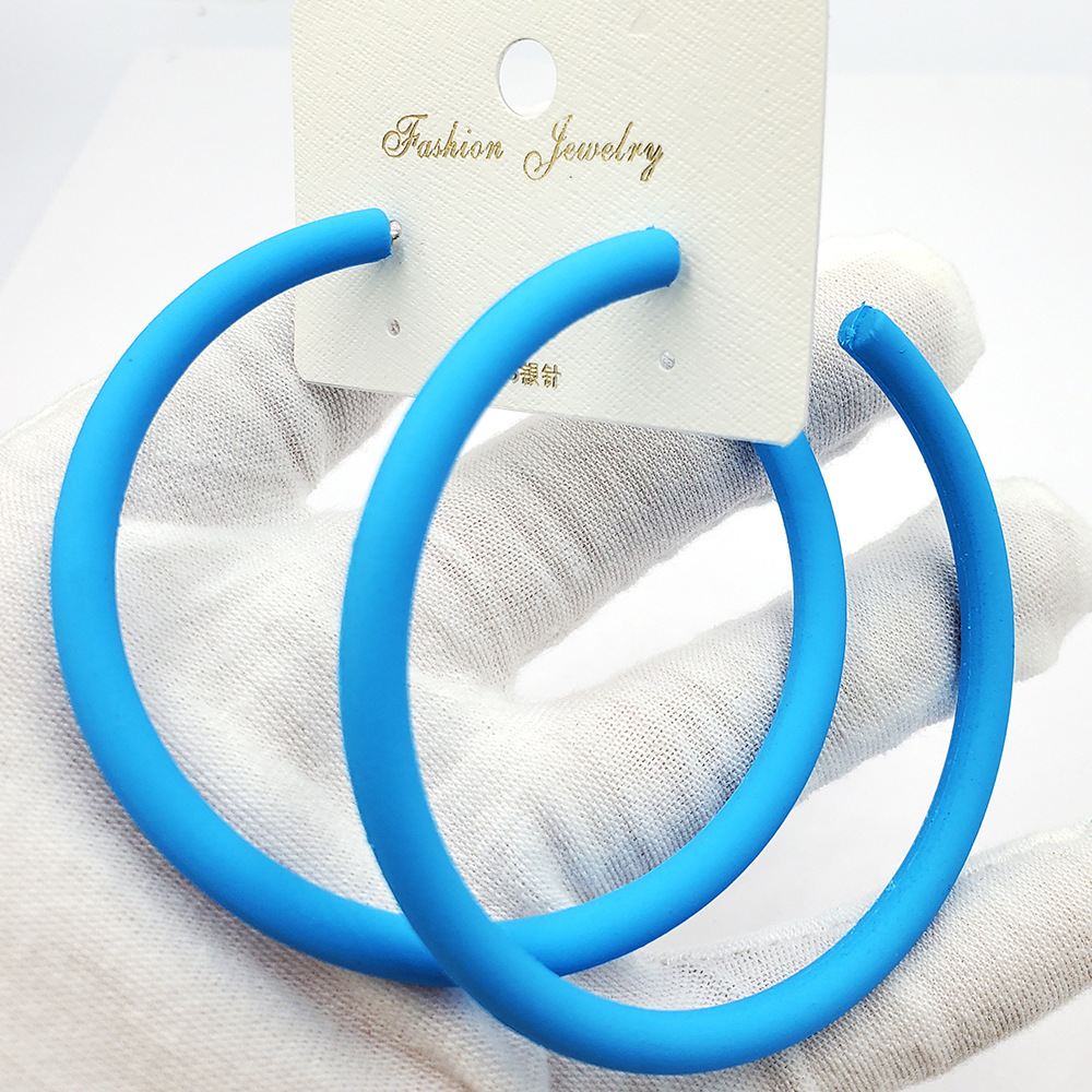 Fashion Big Circle Earrings Candy Color C Round Korean Temperament Earrings display picture 5