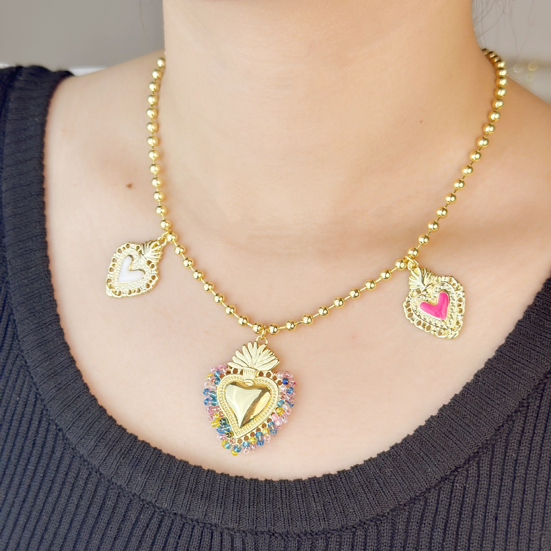 1 Piece Quantity Holiday, Daily Occasion Copper Ethnic Style Heart Shape Pendant Necklace