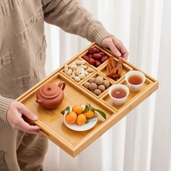 Bamboo and Wood Tea Snack Tray Small Fresh Dry Fruit Plate Japanese Divided Home Snack Candy Nuts and Seeds Storage Box