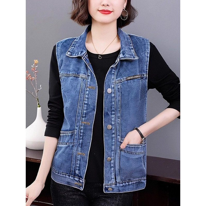 Весенне-осенний новый джинсовый жилет, женский свободный повседневный жилет без рукавов большого размера, верхняя одежда, осенний модный жилет