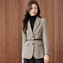 高级感复古毛呢西装外套女加厚秋冬2025新款修身呢子网红西服女装