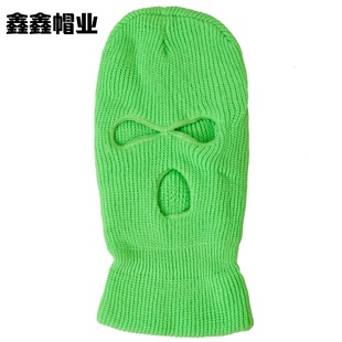 Winter Ingot Needle Three-Hole Knitted Hat Candy-Colored Woolen Hat Digging Hole Baotou Outdoor Cycling Windproof Mask Hat