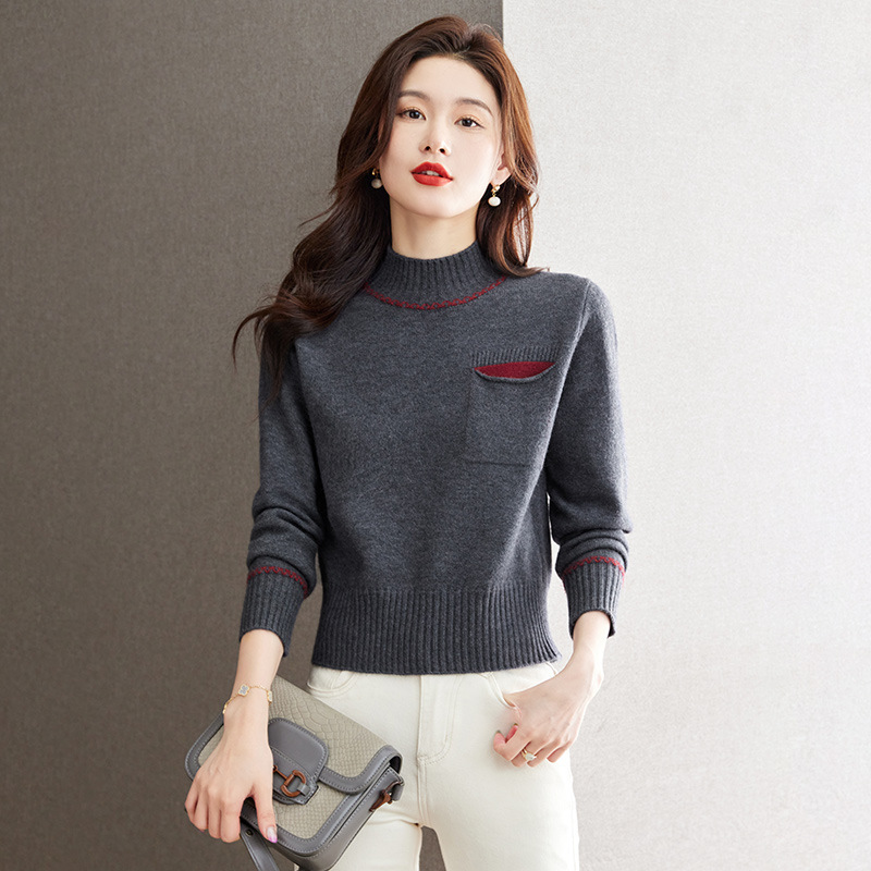 Half Turtleneck Petite Short Sweater for Women Autumn and Winter 2025 New Fashion Pullover Waist Wool Knitted Bottoming Shirt