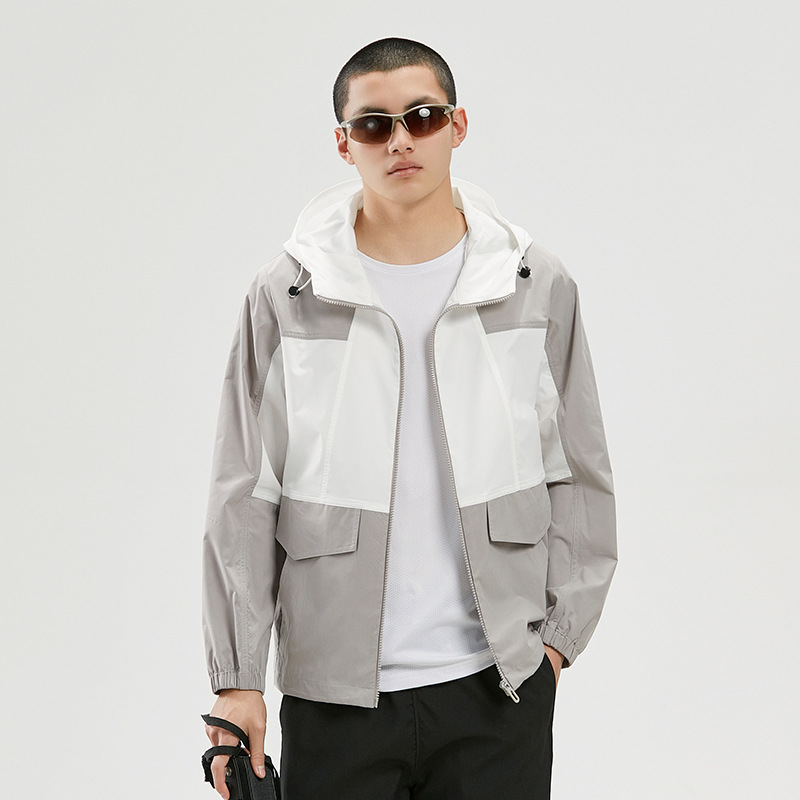 Men's Autumn and Winter Color-Blocked Versatile Youth Handsome Casual Tops Outdoor Windproof and Water-Repellent Sports Jackets