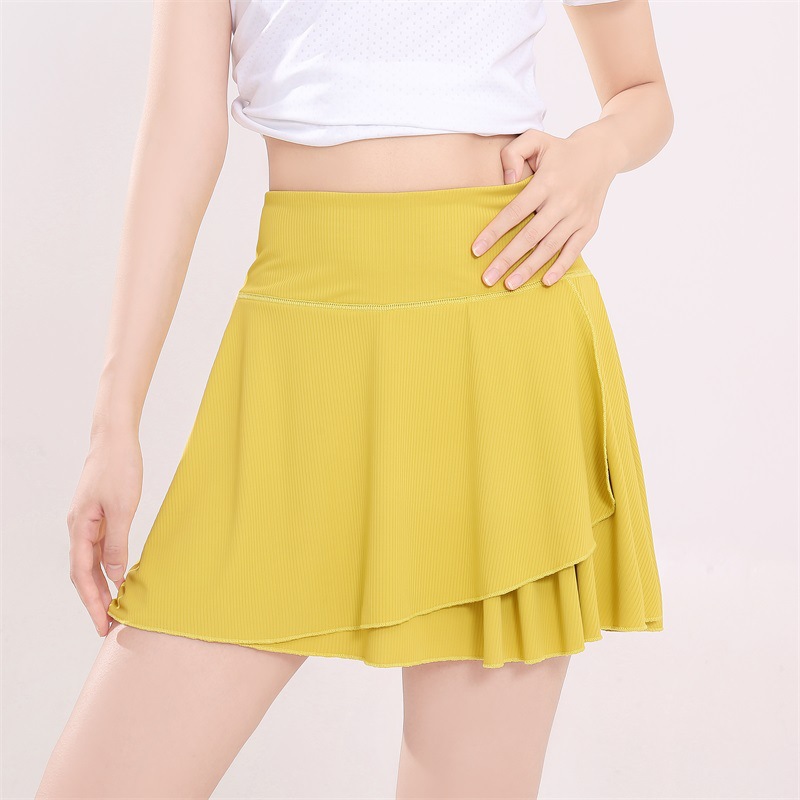 New High-Waisted Sports Skirt for Women, Pleated Tennis Skirt, Yoga Fitness Butt-Covering Skirt, Irregular Stylish Running Skirt