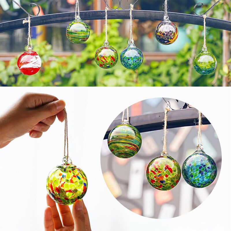 Cross-Border New Product 6-Pack Hand-Blown Glass Jewelry Balls Christmas Balls Hanging Outdoor Garden Courtyard Decoration