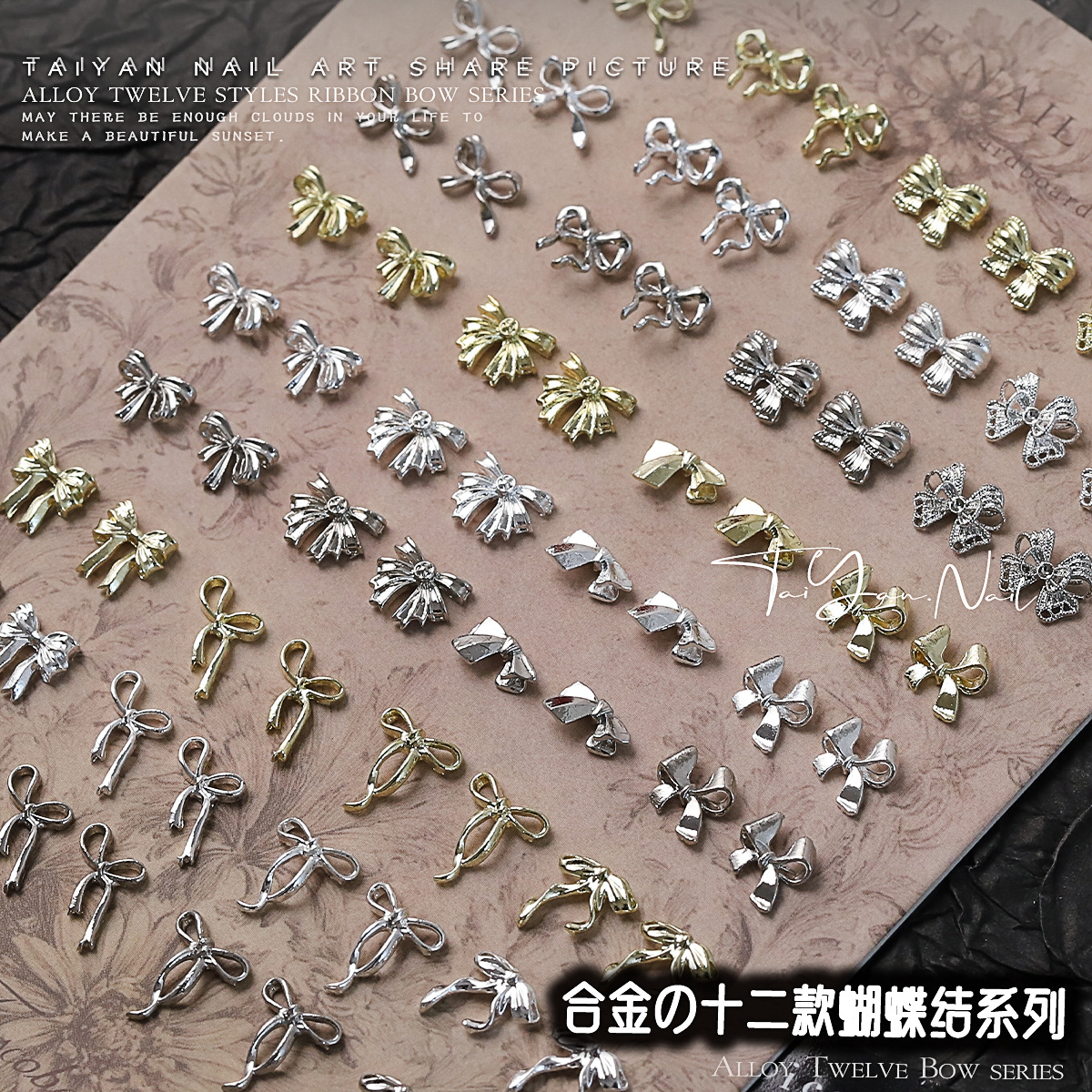 New Nail Art Jewelry Metal Bow Bright Silver Gold Accessible Luxury Versatile Butterfly Cut Out Popular Nail Diamond Accessories