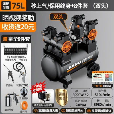 220V Oil-Free Silent High-Pressure: Hava kompressorları - 3990w2-75l-brushless-supreme-dual-solenoid-valves-smart-boost-10-second-rapid-pressurizationsilent-oil-free