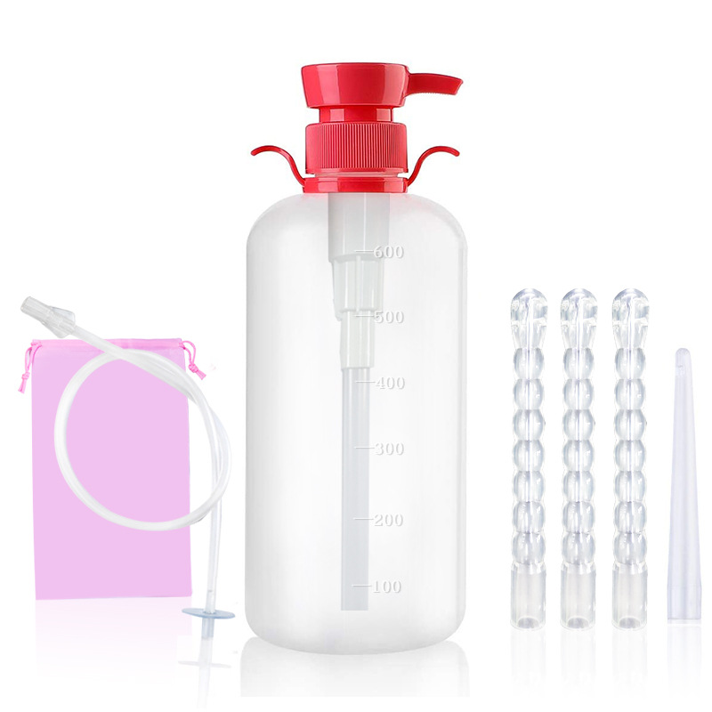 Large-capacity 600ml compression enema tool anal irrigator female private parts irrigator male backcourt cleaner