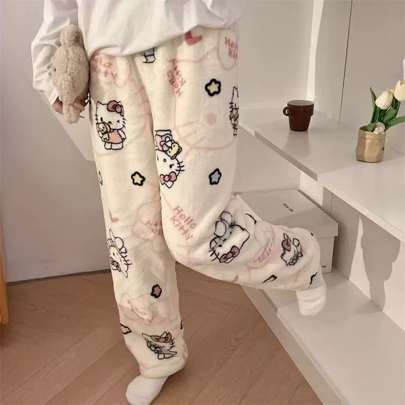 Cute keep warm flannel trousers, pijama