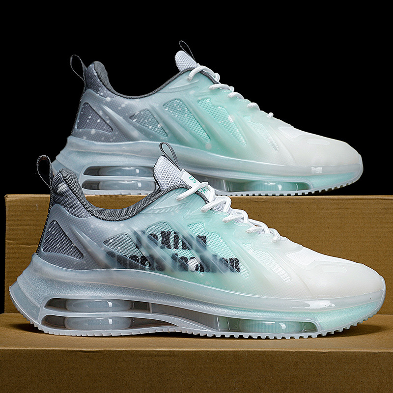 Cojín de aire doble zapatos de hombre a juego otoño nuevos deportes zapatos de correr casuales volando malla tejida superficie transpirable amortiguador papá zapatos de moda