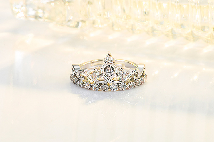 Romantic Crown Copper Plating Zircon Open Ring display picture 3