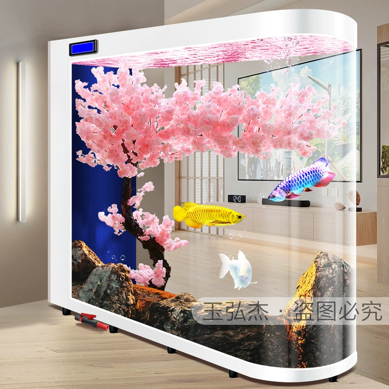 2023 Новый аквариум гостиная пол пуля экран перегородка аквариум бытовой экологический стеклянный аквариум для золотых рыбок