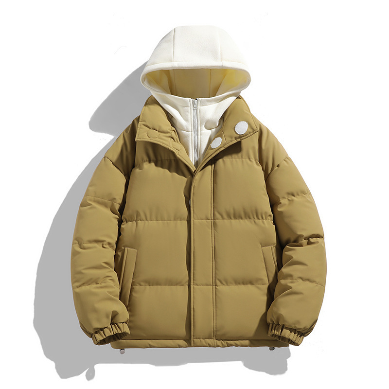 秋冬季爆款带帽棉衣情侣时尚潮流假两件加厚棉服保暖外套团购跨境