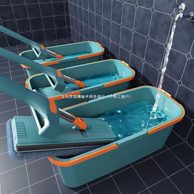 Flat Mop for Wet and Dry Use, Household One-Mop Clean, Hand-Wash-Free Lazy Mop Bucket, Indoor Large Mop