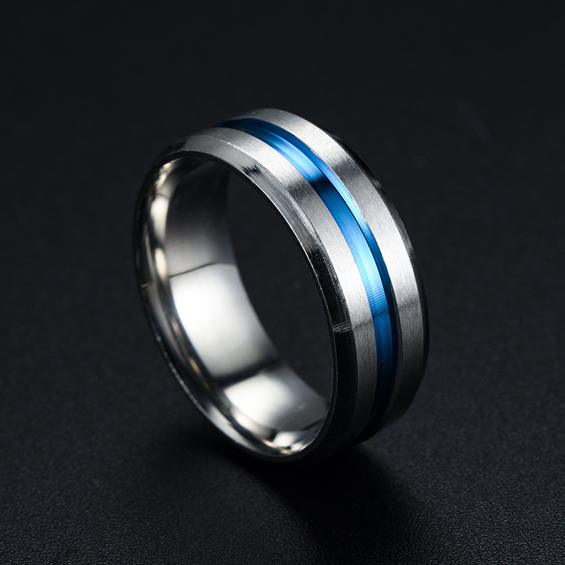 New Simple Titanium Steel Beveled Edge Slotted Color Ring Wholesale Nihaojewelry display picture 9