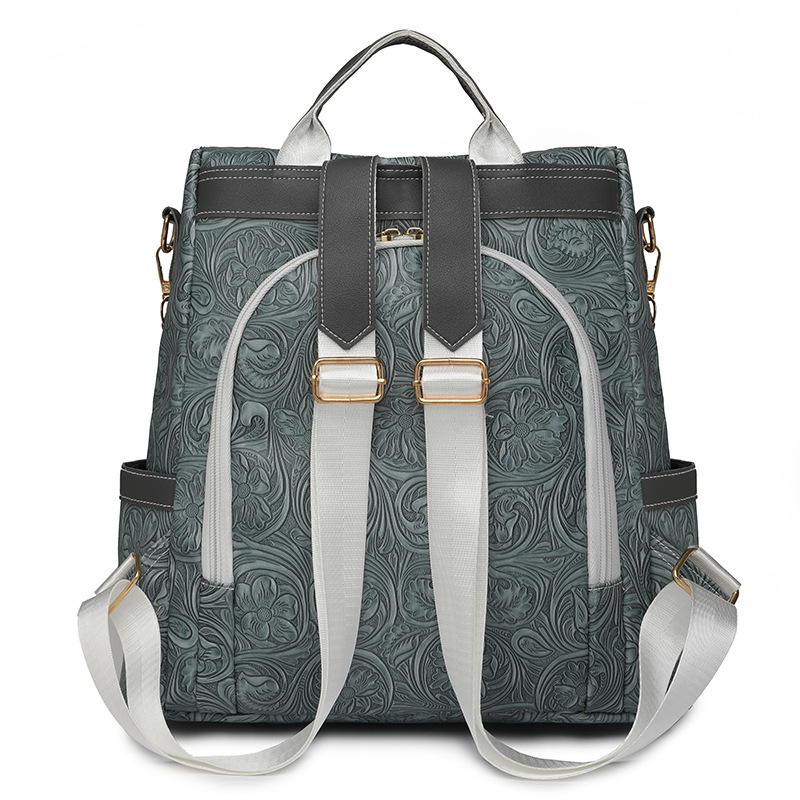 2024 verano nuevo estilo moda contraste color damas en relieve mochila casual versátil multifunción antirrobo en nombre del cabello