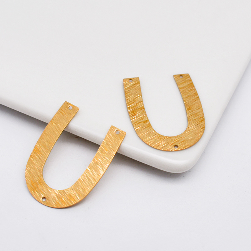 Brass bracelet ear clip necklace diy jewelry accessories wholesale tremolo Amazon cross-border brushed three-hole U-shape