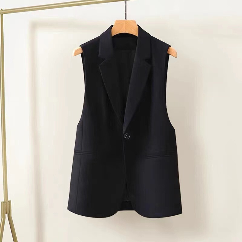 Black Sleeveless Suit Vest for Women, Slimming Jacket, 2026 Spring and Autumn New Style, High-End Waistcoat Vest for Women