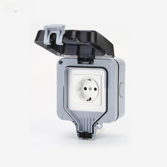 Outdoor European standard waterproof socket with IP66 splash proof housing, European standard German-style single-pole industrial rainproof outdoor switch waterproof plug