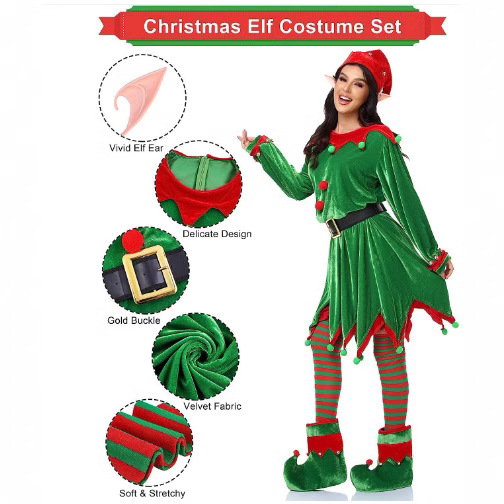Ropa infantil de Navidad para Niños y Niñas Ropa para padres e hijos Cosplay lindo elfo verde kindergarten ropa de rendimiento