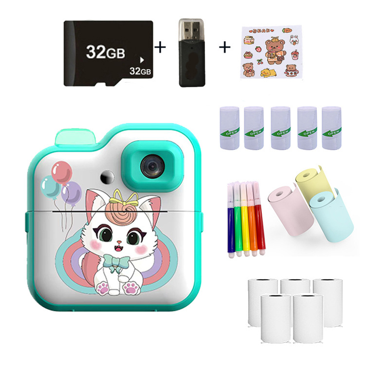 Nuevo cross-border Q5 arco iris gato fotocamera digital infantil adorable mini HD cámara de impresión térmica