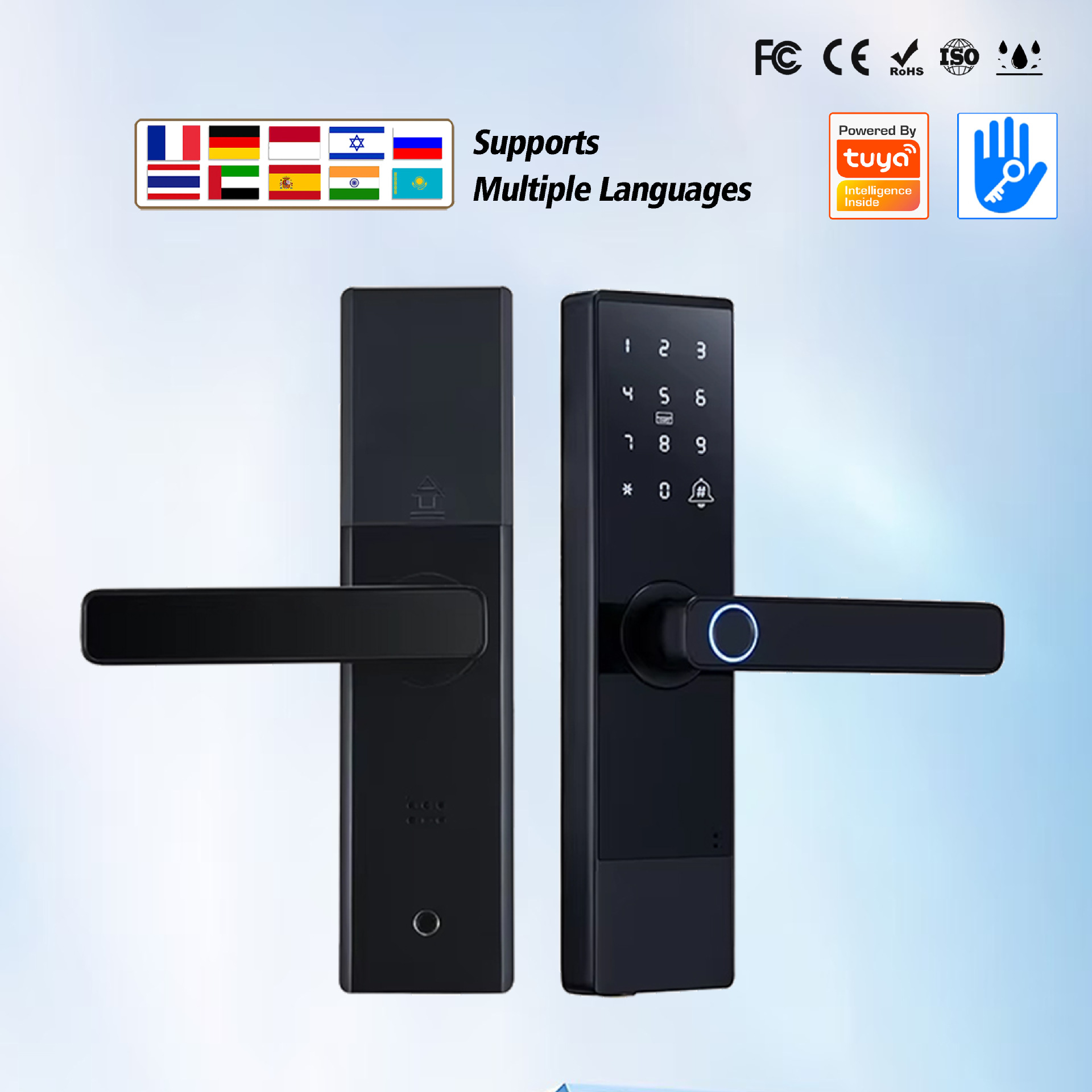 民宿密码锁指纹一握开室内锁涂鸦智能锁可配发卡器通通酒店锁批发