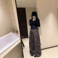 【高品质订货】简约调性街头休闲感高腰显瘦弯刀工装裤(配腰带)