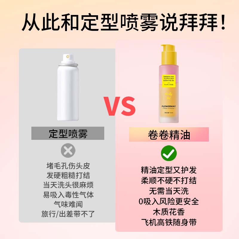 FLOWERWAY柔顺蓬松卷卷精油柔顺亮泽急救保湿防毛躁干枯护发精油|undefined