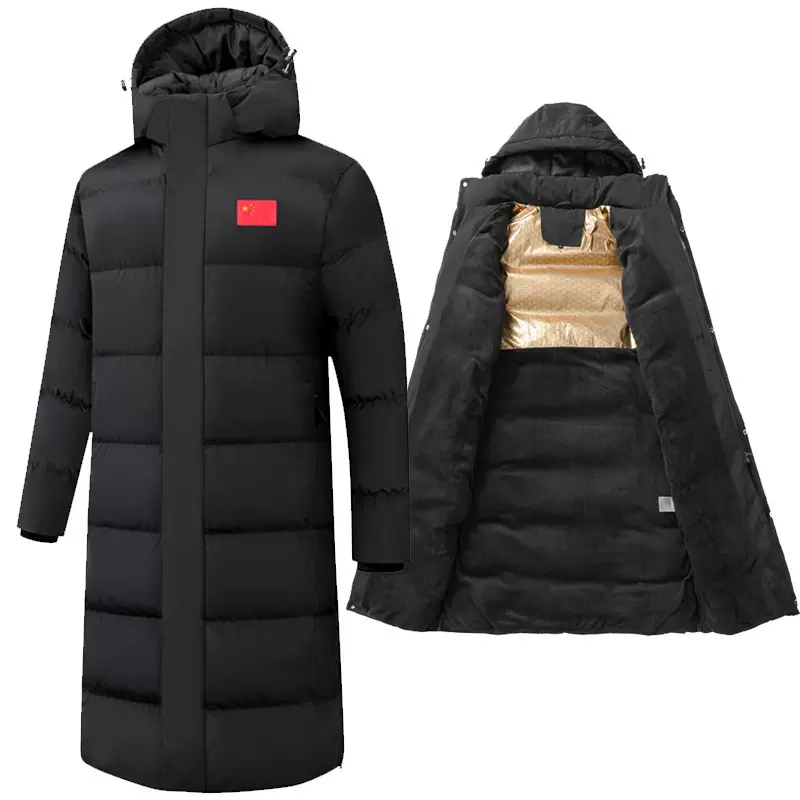 国家队冬季训加绒过膝运动员棉大衣男长款冬体院训练羽绒棉服外套