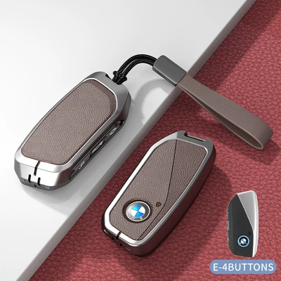 Car key bag: Series 3 Series 7 Series 1 - e-model-one-click-start-no-standard-mocha-brown-zinc-alloy-shell-hand-strap