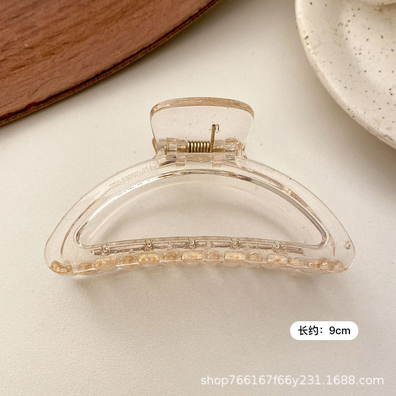 Pinza de pelo blanco femenino verano alto sentido Cabeza trasera updo tiburón clip gran horquilla esmerilado baño horquilla tocado