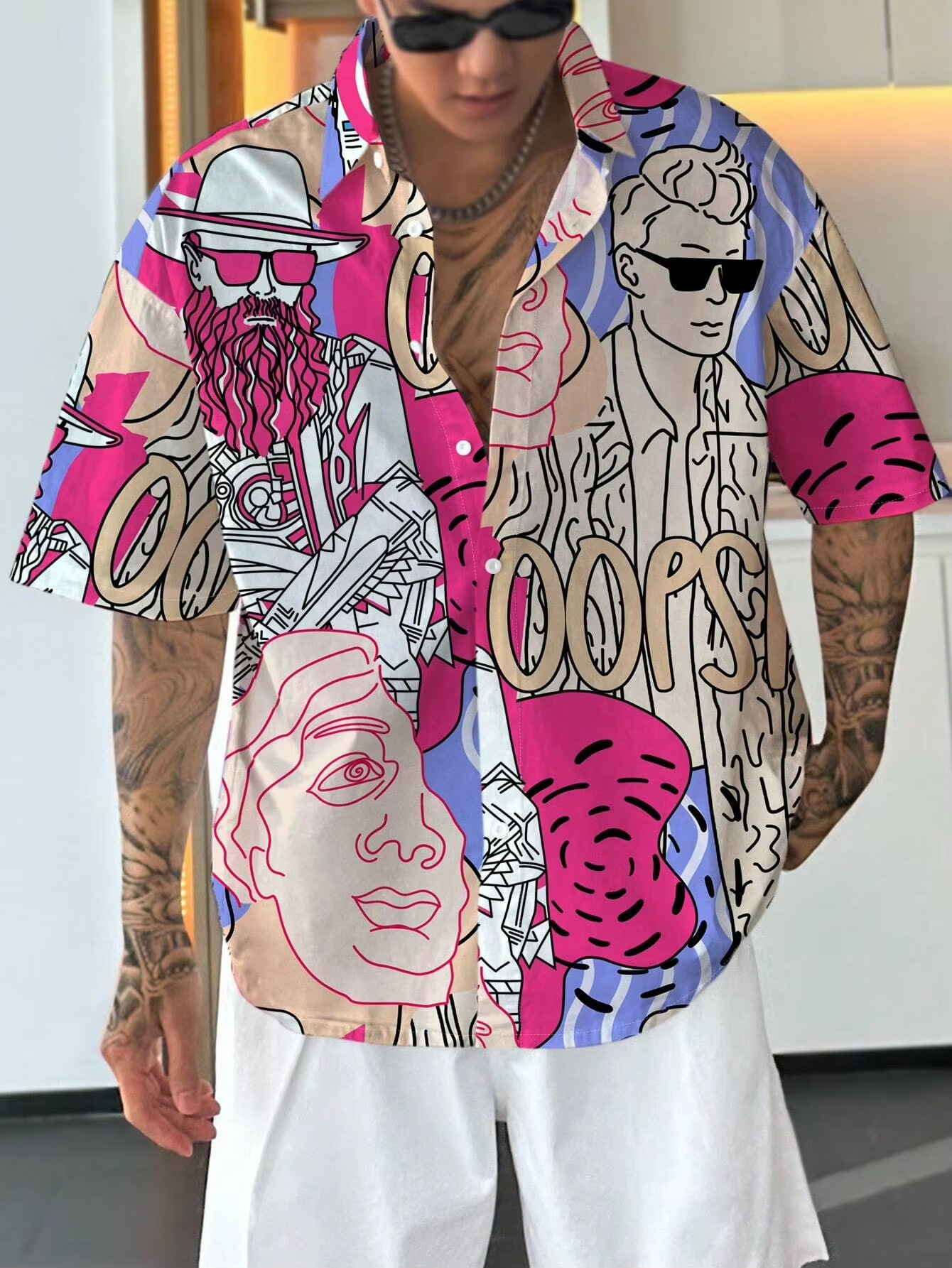 Comercio exterior europeo y americano transfronterizo 2025 nueva tendencia de moda casual de todo fósforo camisa de manga corta de alta calidad para hombres MB1