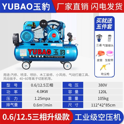 Air compressor industrial grade large Hava kompressorları - all-copper-4kw-two-cylinders-06125-three-phases