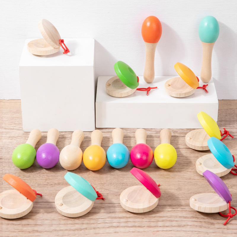 Niños de madera, educación temprana, educación temprana, educación, iluminación, audición, cognición, instrumentos de percusión, martillo de arena, sonajero, castañuelas, material didáctico musical