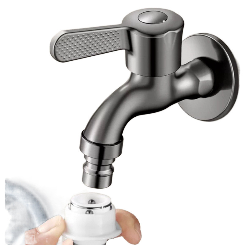 The gun grey washing machine faucet is 4-inch thickened single-cooling splash-proof, and the mop sink is lengthened undefined