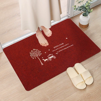 Entrance Door Mat, Kitchen Absorbent | Avtomobil döşəmə paspasları - embroidered-dark-red-carriage-40cm60cm
