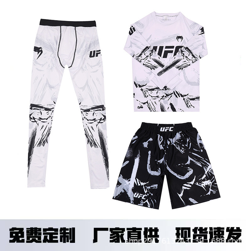 Ufc Fighting Training Suit Mma Boxing Sanda Fitness Fighting New Sports Bodysuit Short Sleeves