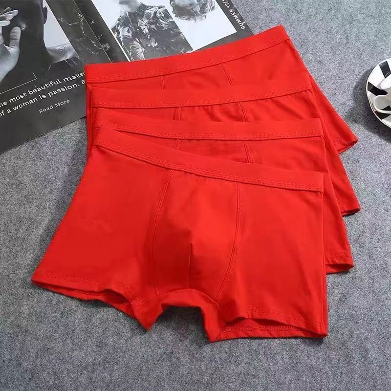 Men's Red Breathable Comfortable Boxer Shorts for the Year of Birth, Cheap Wholesale Direct Sale from Manufacturers