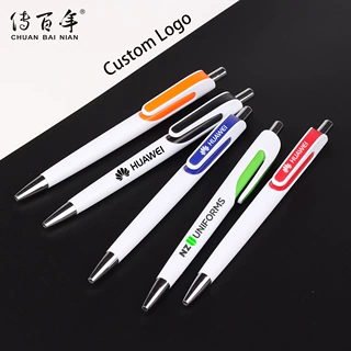 厂家直销笔夹双色外贸高品质按动塑料圆珠笔定制LOGO广告笔油性