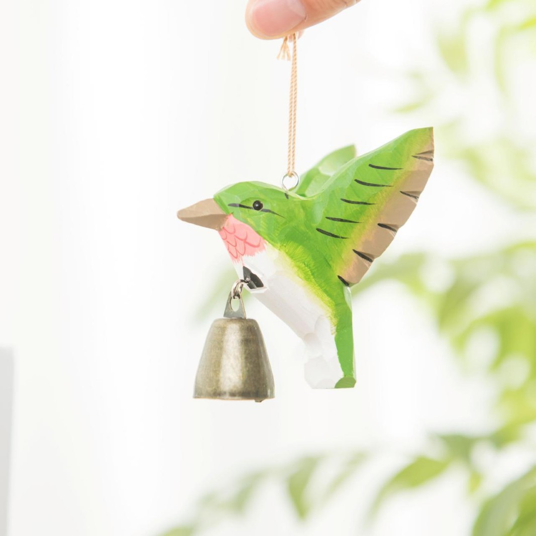 Hecha a mano colibríes colgar decoración de mesa campana colgar decoración de patio campana de viento pájaros