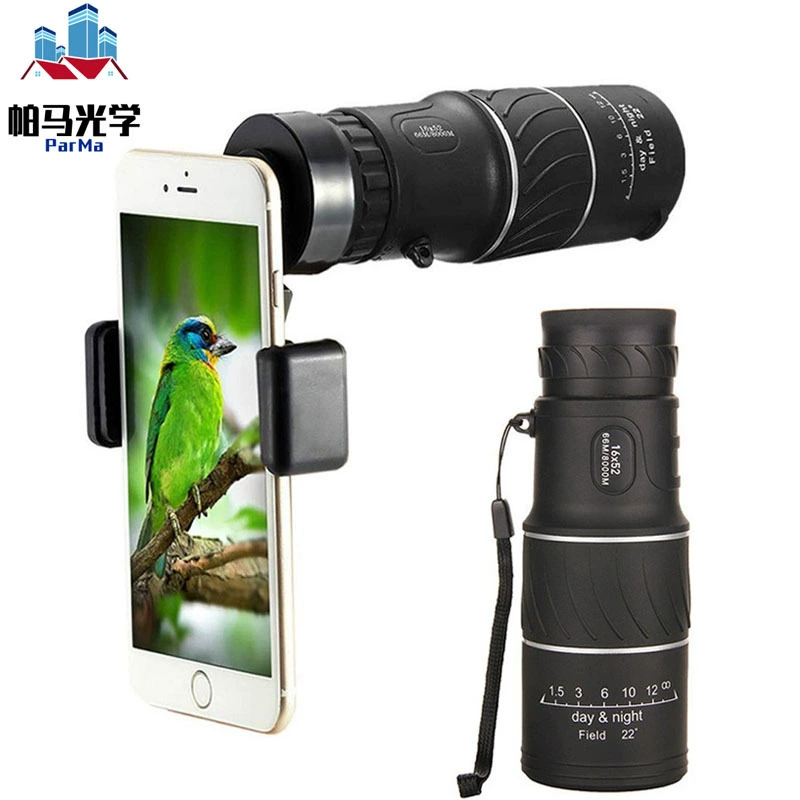 Оптовая Продажа с фабрики 16x52 телефото HD монокулярный телескоп мобильный телефон телескоп трансграничный объектив