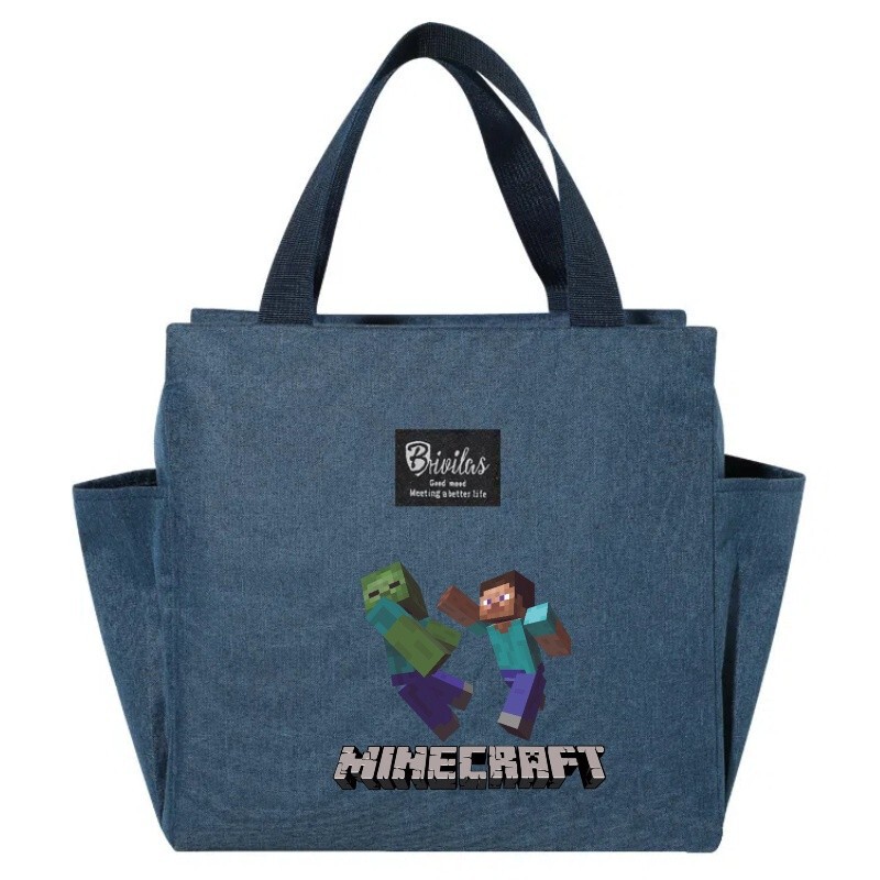 Minecraft 漫画プリント弁当バッグ断熱バッグアイスバッグピクニック断熱ランチボックスバッグ|undefined