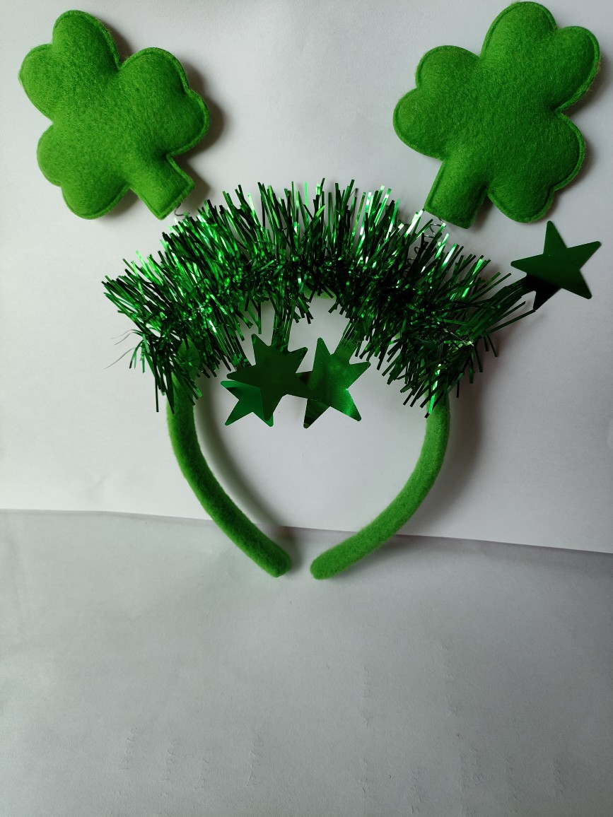 En stock irlandés Festival diadema St. Patrick trébol sombrero diadema cabeza hebilla lentejuelas arco diadema