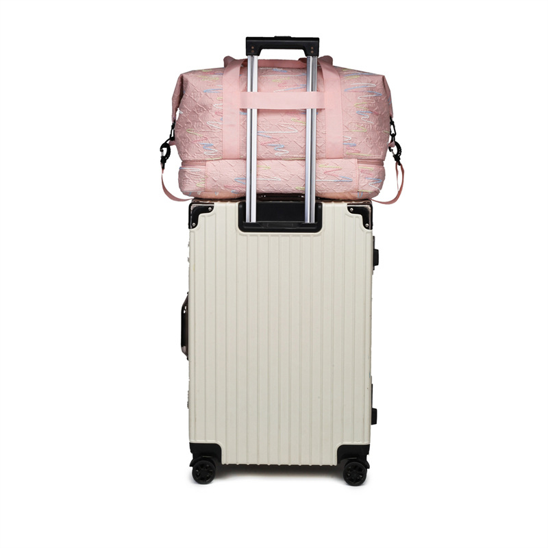 Bolsa de viaje de expansión ligera para mujer, bolsa de almacenamiento de equipaje de gran capacidad plegable para hombre, bolsa de yoga de fitness para deportes secos y húmedos al por mayor