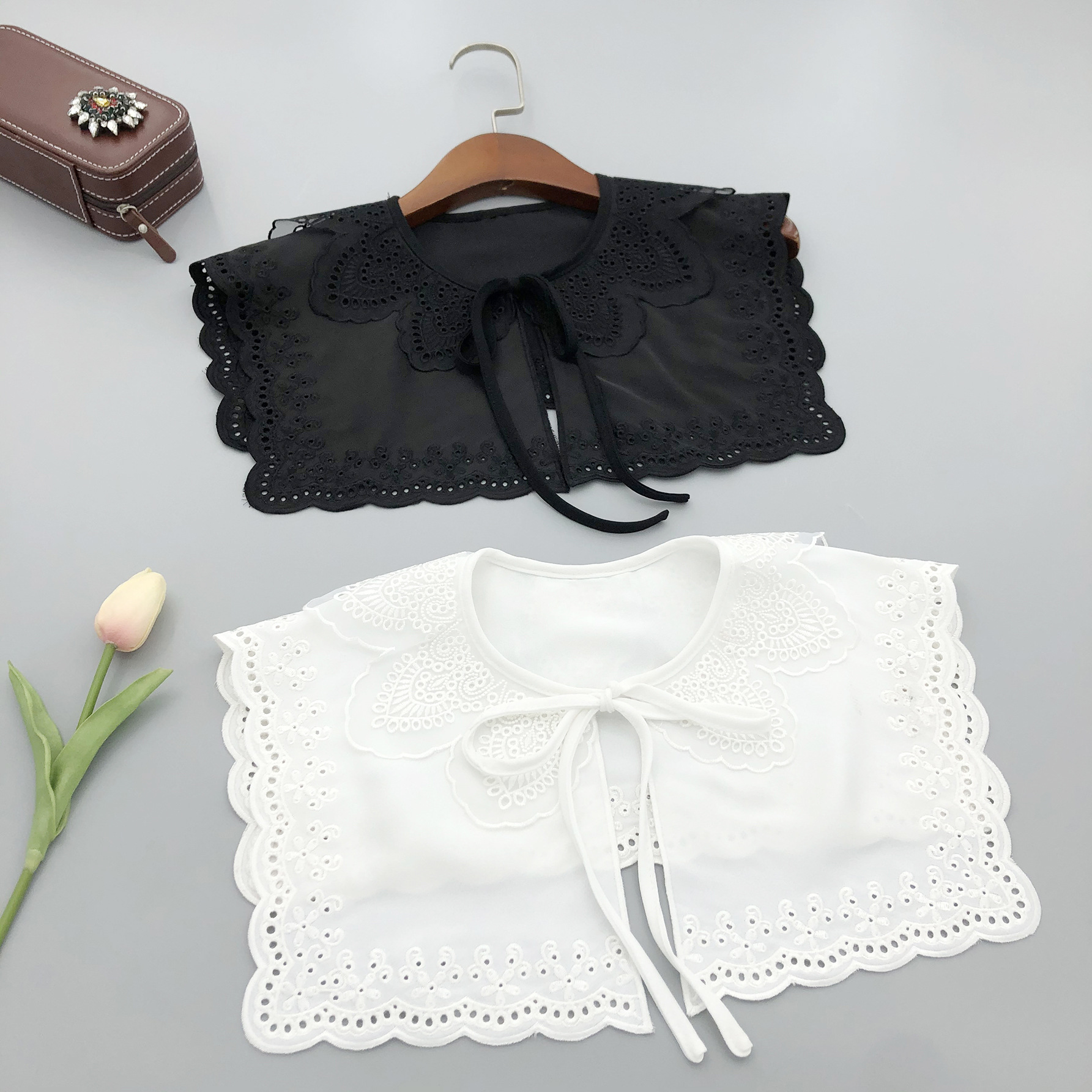 简约款春夏秋搭裙子冬搭毛衣缎面丝滑高精拼接欧根纱镂空披肩配饰