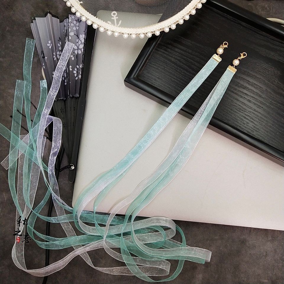 汉服发带古风头饰丝带后压可拆卸长流苏飘带瑶瑶发饰发冠发簪仙气